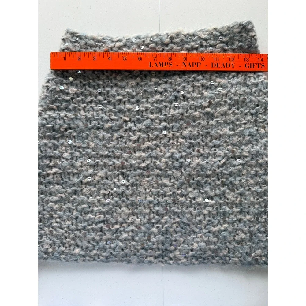 Eileen Fisher Thick Cowl Infinity Scarf Neck Warmer Gray Sequins Italian Yarn